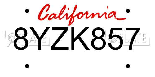 8YZK857 California License Plate