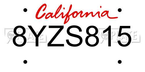 8YZS815 California License Plate