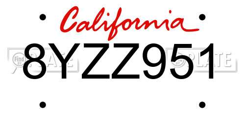 8YZZ951 California License Plate