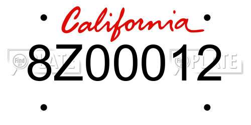 8Z00012 California License Plate