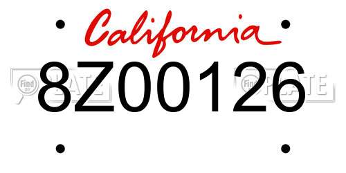 8Z00126 California License Plate