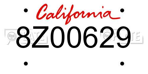8Z00629 California License Plate
