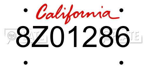 8Z01286 California License Plate