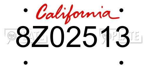 8Z02513 California License Plate