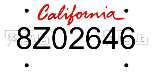 8Z02646 California License Plate
