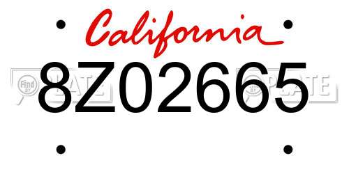 8Z02665 California License Plate