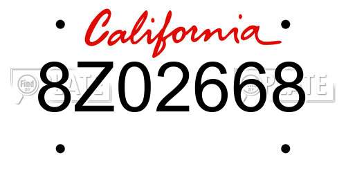 8Z02668 California License Plate