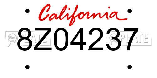 8Z04237 California License Plate