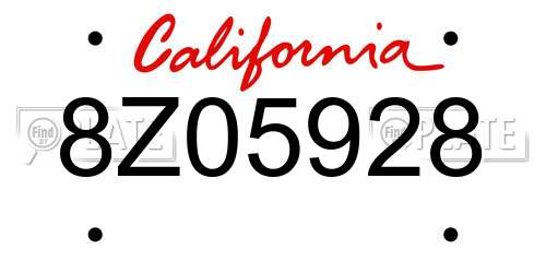 8Z05928 California License Plate