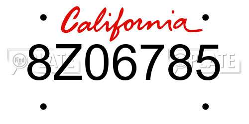 8Z06785 California License Plate