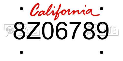 8Z06789 California License Plate