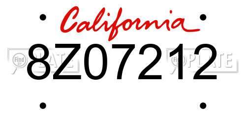 8Z07212 California License Plate