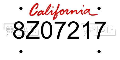 8Z07217 California License Plate
