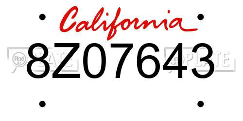 8Z07643 California License Plate