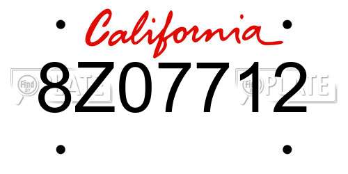 8Z07712 California License Plate