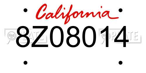 8Z08014 California License Plate