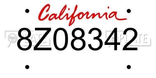 8Z08342 California License Plate