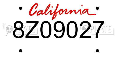 8Z09027 California License Plate
