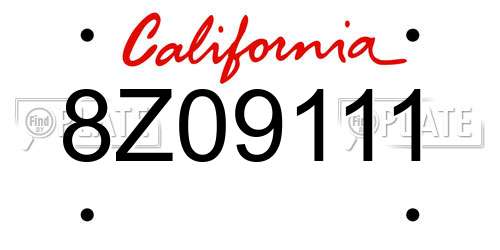 8Z09111 California License Plate