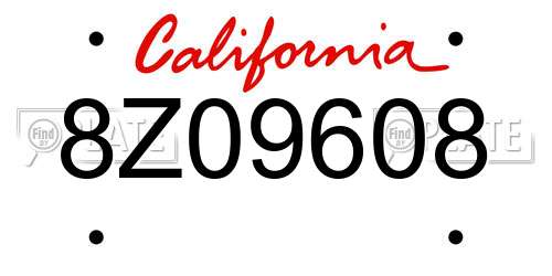 8Z09608 California License Plate