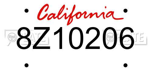 8Z10206 California License Plate