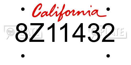 8Z11432 California License Plate