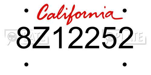 8Z12252 California License Plate
