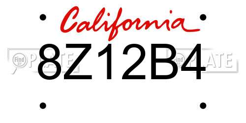 8Z12B4 California License Plate