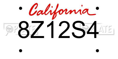 8Z12S4 California License Plate