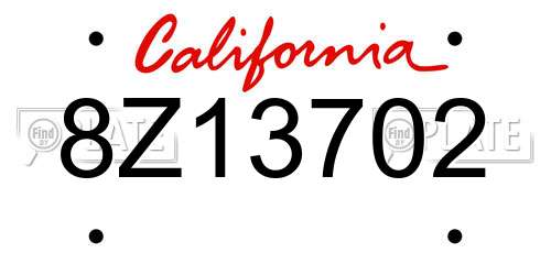 8Z13702 California License Plate