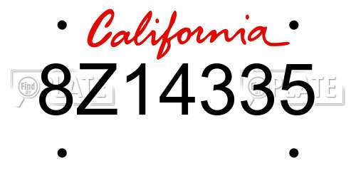 8Z14335 California License Plate