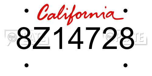 8Z14728 California License Plate