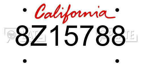 8Z15788 California License Plate