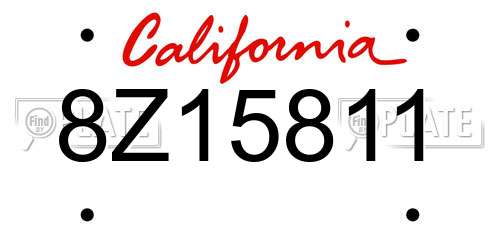 8Z15811 California License Plate