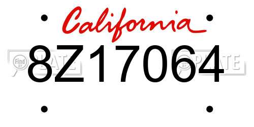 8Z17064 California License Plate