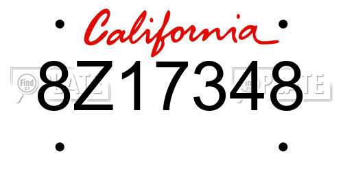 8Z17348 California License Plate