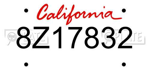 8Z17832 California License Plate