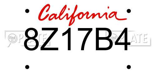 8Z17B4 California License Plate
