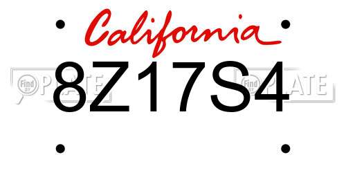 8Z17S4 California License Plate