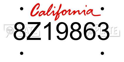 8Z19863 California License Plate