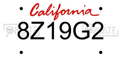 8Z19G2 California License Plate