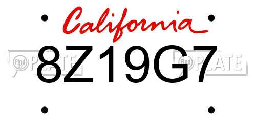 8Z19G7 California License Plate
