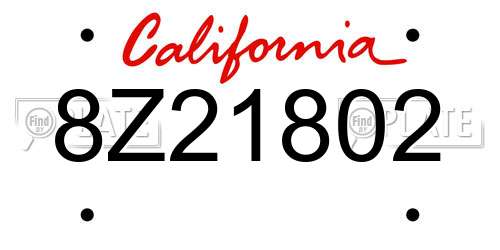 8Z21802 California License Plate