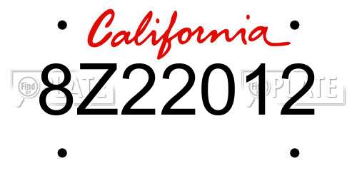 8Z22012 California License Plate