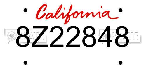8Z22848 California License Plate