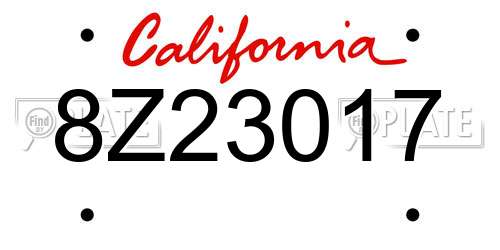 8Z23017 California License Plate