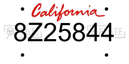 8Z25844 California License Plate