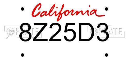 8Z25D3 California License Plate