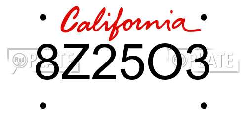 8Z25O3 California License Plate