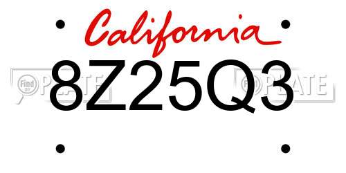 8Z25Q3 California License Plate
